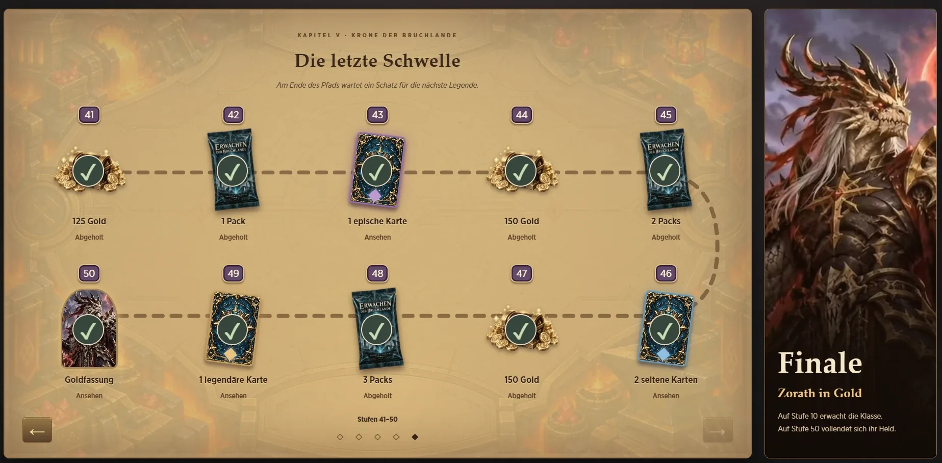 The Reward Path with its levels and rewards
